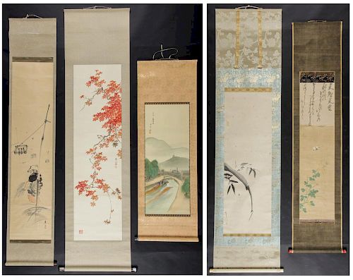 A Collection of 5 Japanese Paintings (17th-20th century)