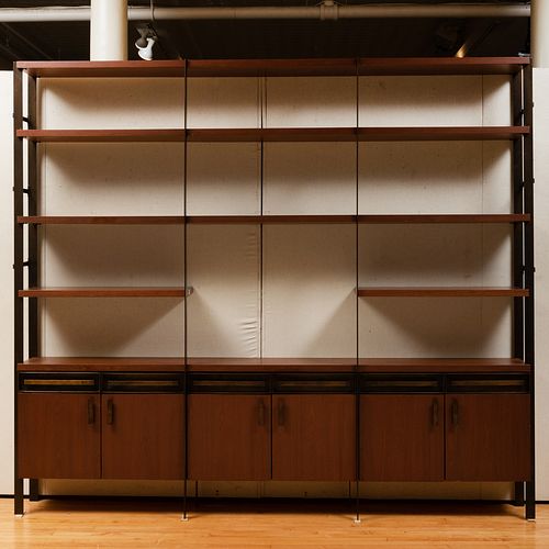 Kenneth Nilson Mahogany and Steel Bookshelf Cabinet