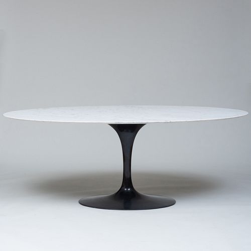 Eero Saarinen Marble and Enameled Metal Oval Dining Table, Probably Knoll