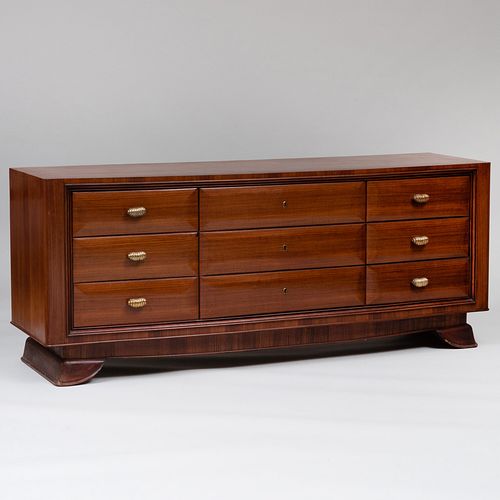 French Art Deco Mahogany Low Chest of Drawers
