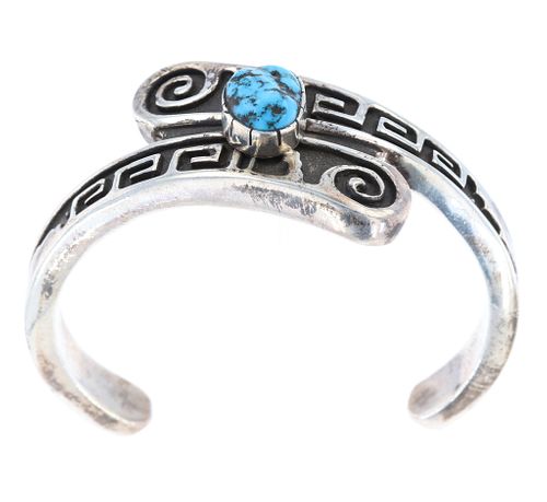 Navajo Kingman Turquoise Heavy Sterling Bracelet