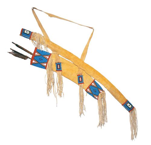 Southern Cheyenne Beaded Bow & Arrow Quiver 19th C