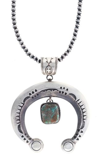 Navajo Squash Naja Kingman Turquoise Necklace