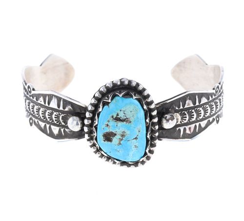 Navajo Randy Begay Jr. Silver Turquoise Bracelet