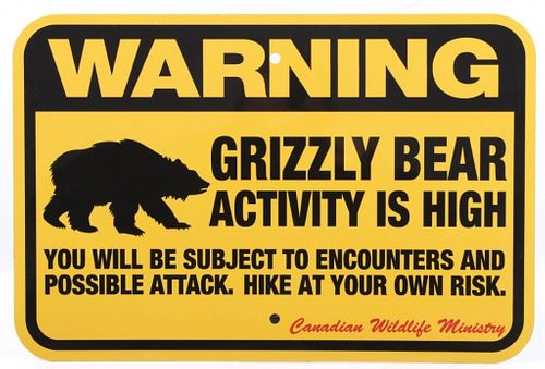 Grizzly Bear Warning Sign from Canada