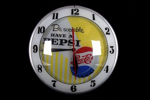Double Bubble Pepsi "Be Sociable"  Clock 1950's