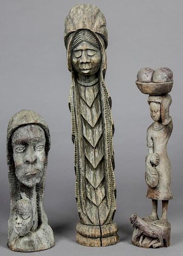 3 Haitian Carved Wood Sculptures