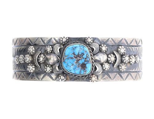 Navajo Sleeping Beauty Turquoise B. Lee Bracelet