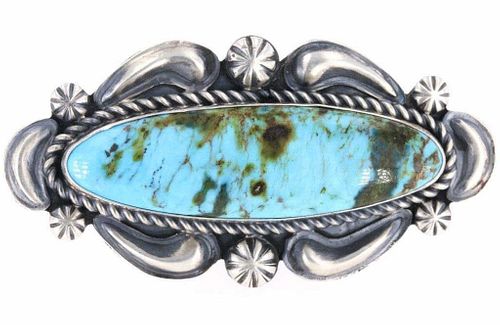 Navajo Repousse Sterling Kingman Turquoise Ring