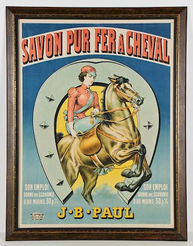 Antique French Horseshoe Advertising Poster