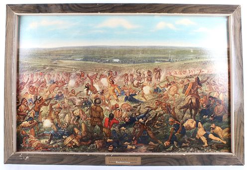 Custer's Last Fight by Anheuser-Busch Framed Adv.