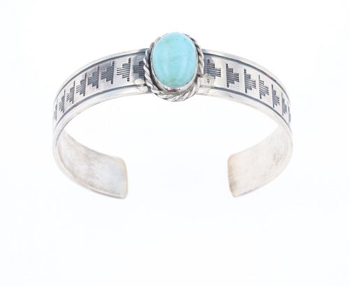 Navajo #8 Turquoise Sterling Bracelet by Enriquez