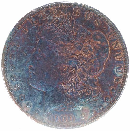 1900 Morgan Silver Dollar PCGS AU Deep Blue Tone