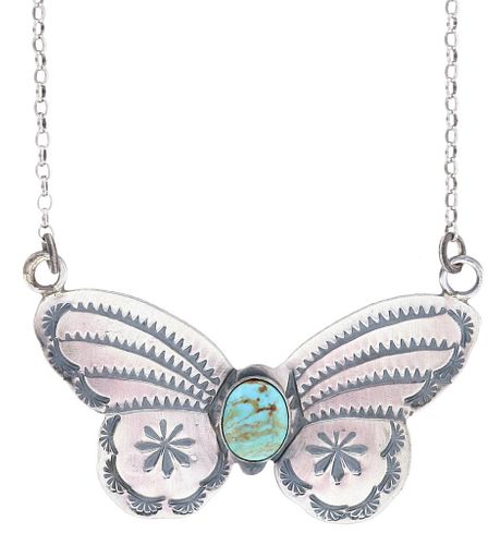 Navajo Rick Enriquez Butterfly Turquoise Necklace