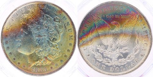 1883-O Morgan Silver Dollar PCGS MS64 Rainbow Tone