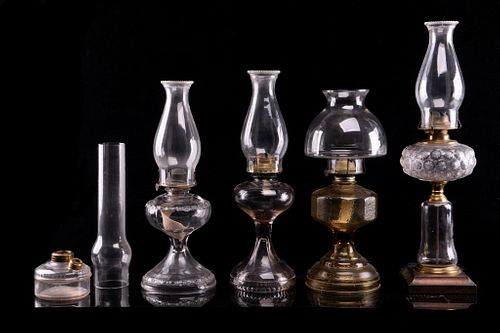 1900's Oil Lamps & Glass Chimney Collection