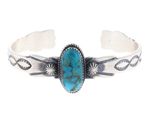 Navajo Kingman Turquoise Bracelet by M. Cayatino