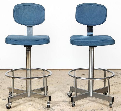 Pair Vintage Steel Drafting Chairs