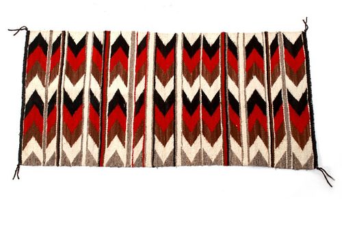 Navajo Hand Woven Banded Chinle Rug c. 1950s