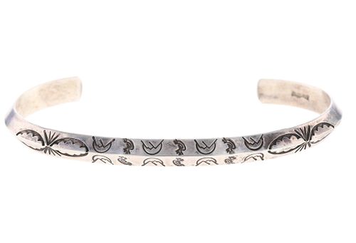Navajo Pete Morgan Tooled Sterling Silver Bracelet