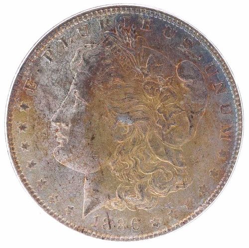 1886 Morgan Silver Dollar PCGS MS63 Rainbow Toned