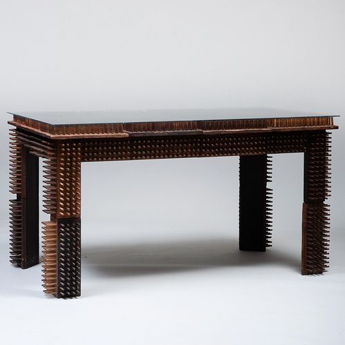 Jared Seaver Wood and Glass 'Porcupine' Table