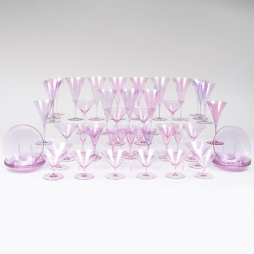 Wiener WerkstÃ¤tte Style Glass Service Designed by Oswald Haerdtl, Attributed to Lobmeyr