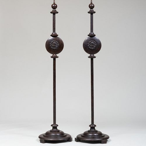 Pair of Couturier Bronze Floor Lamps