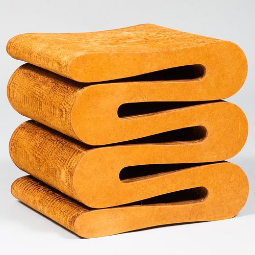 Frank Gehry Corrugated Cardboard and Masonite 'Wiggle Stool No. 1'