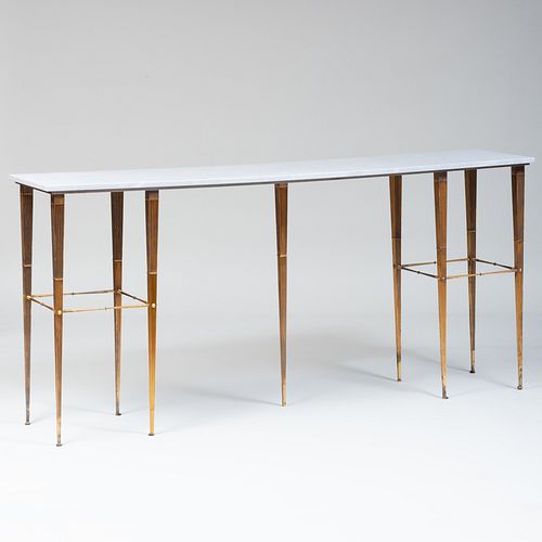 Modern Gilt-Metal and Marble Console Table