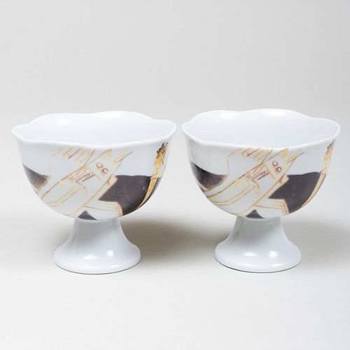 Wifredo Lam Porcelain Footed Cups for Arte Casa