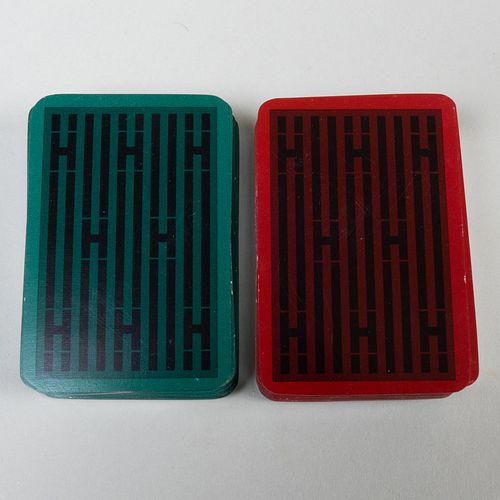 Two Hermes Travel Sized Decks of Playing Cards