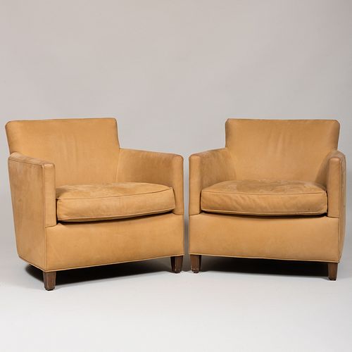 Pair of Modern Suede Club Chairs