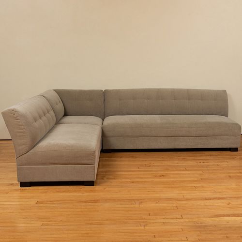 Crate & Barrel Twill Upholstered Three-Piece Sectional Sofa