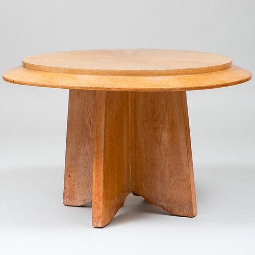 Art Deco Style Oak Circular Low Table