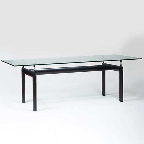Cassina Patinated Metal and Glass 'LC6' Dining Table