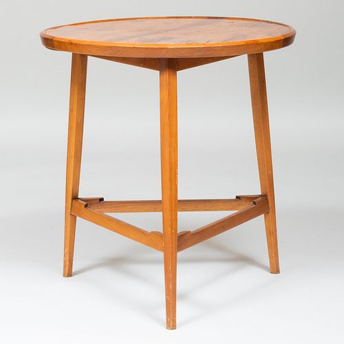 Modern Burlwood and Walnut Circular Table