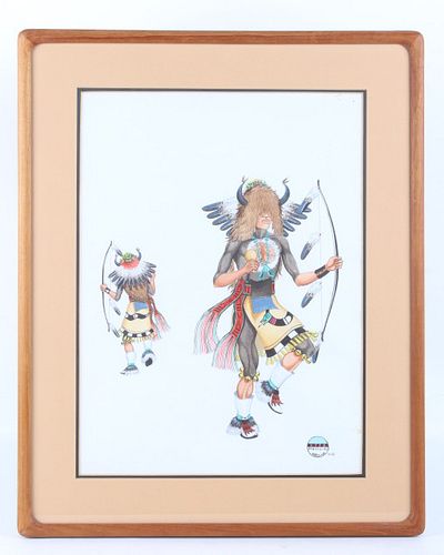 M. Medina Original Indian Buffalo Dancer Painting