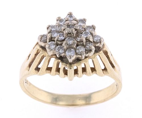 1940's Estate Diamond Cluster 14k Gold Ring