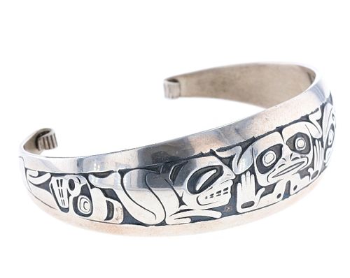Haida Tlingit Signed Sterling Storyteller Bracelet
