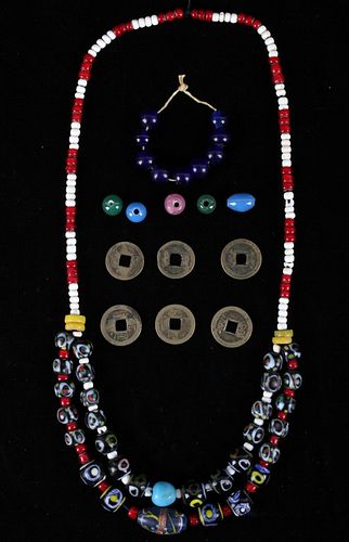 Ancient Chinese Trade Bead Necklace & Beads