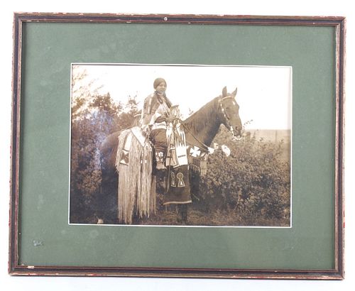 Cayuse Woman On Horseback Early 1900's Lithograph