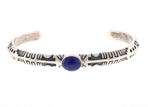 Navajo S. Bencenti Silver & Lapis Lazuli Bracelet