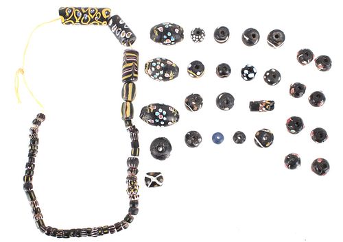 Assorted Venetian Black Trade Beads Collection