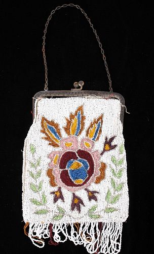 Iroquois Fully Beaded Flapper Purse c. 1920's