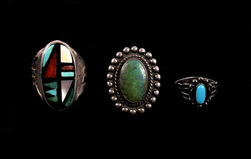 Navajo Sterling Silver Rings Collection of Three