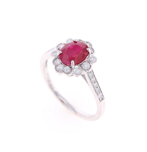 Natural Burmese Ruby and Diamond Ring GIA Report