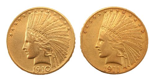 1910 1911 US Indian Head $10 Gold Coin 