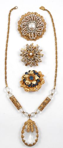 (4) Signed Miriam Haskel Designer Jewelry Pieces 