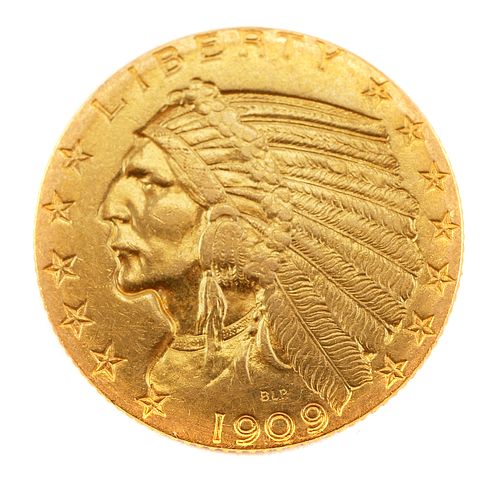 1909 US Indian Head $5 Gold Coin